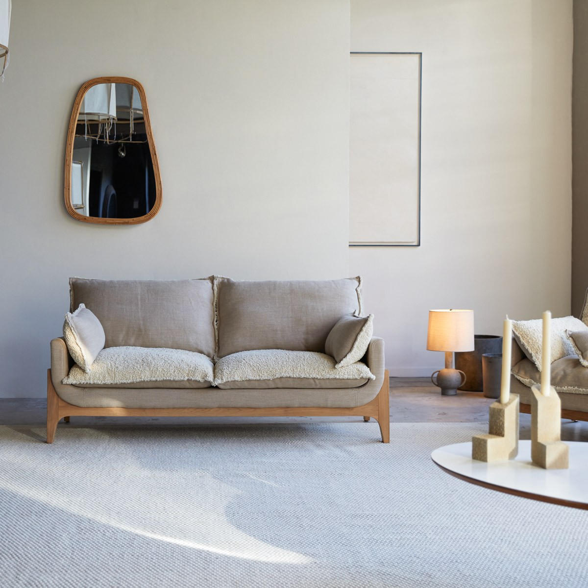 SOFA Woodnest Beige aus Stoff - Beige, Textil (166/77/93cm) - Tikamoon