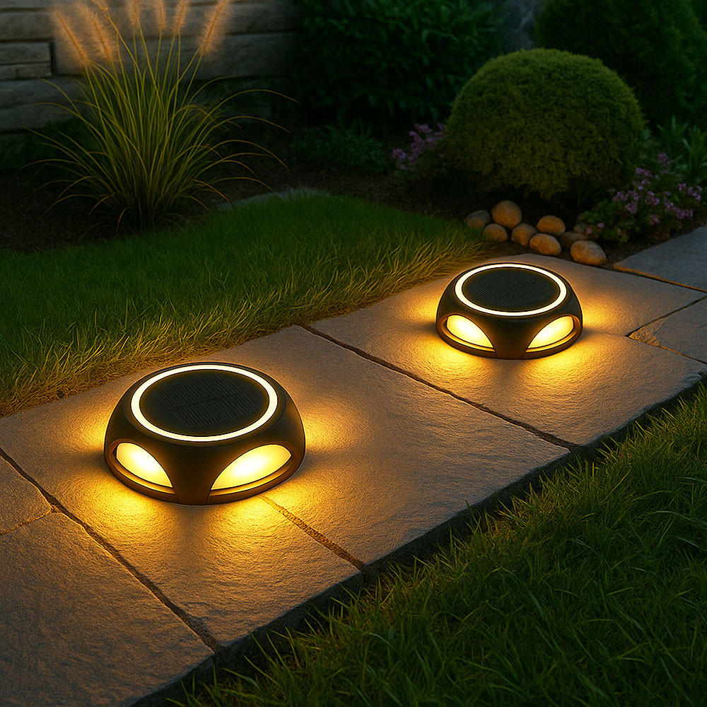 Thumbnail - Globo Lighting Led, Schwarz, Metall, Rund, 14x3.6x14 cm, Lampen & Leuchten, Außenbeleuchtung, Außenleuchten