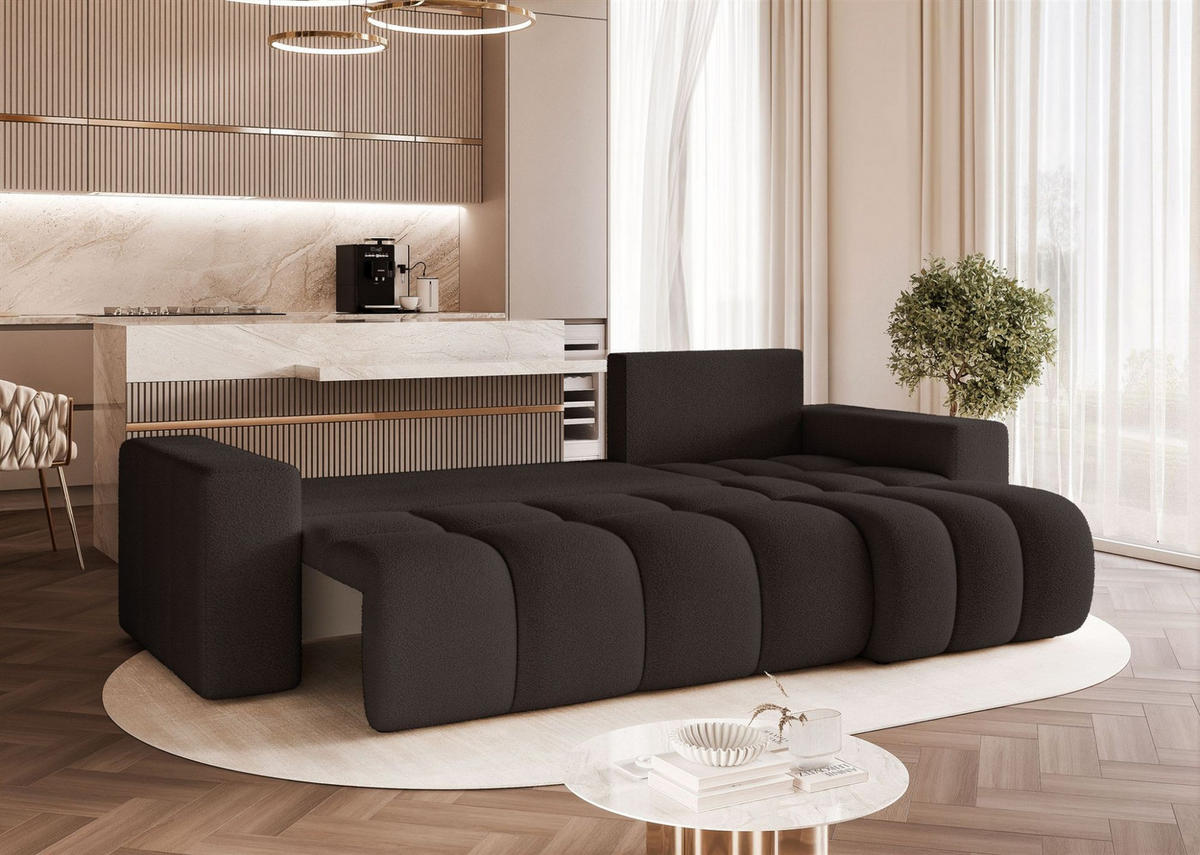 ECKSOFA Anabel Mit Schlaffunktion - Schwarz, Holzwerkstoff/Textil (145/248cm) - Fun Möbel