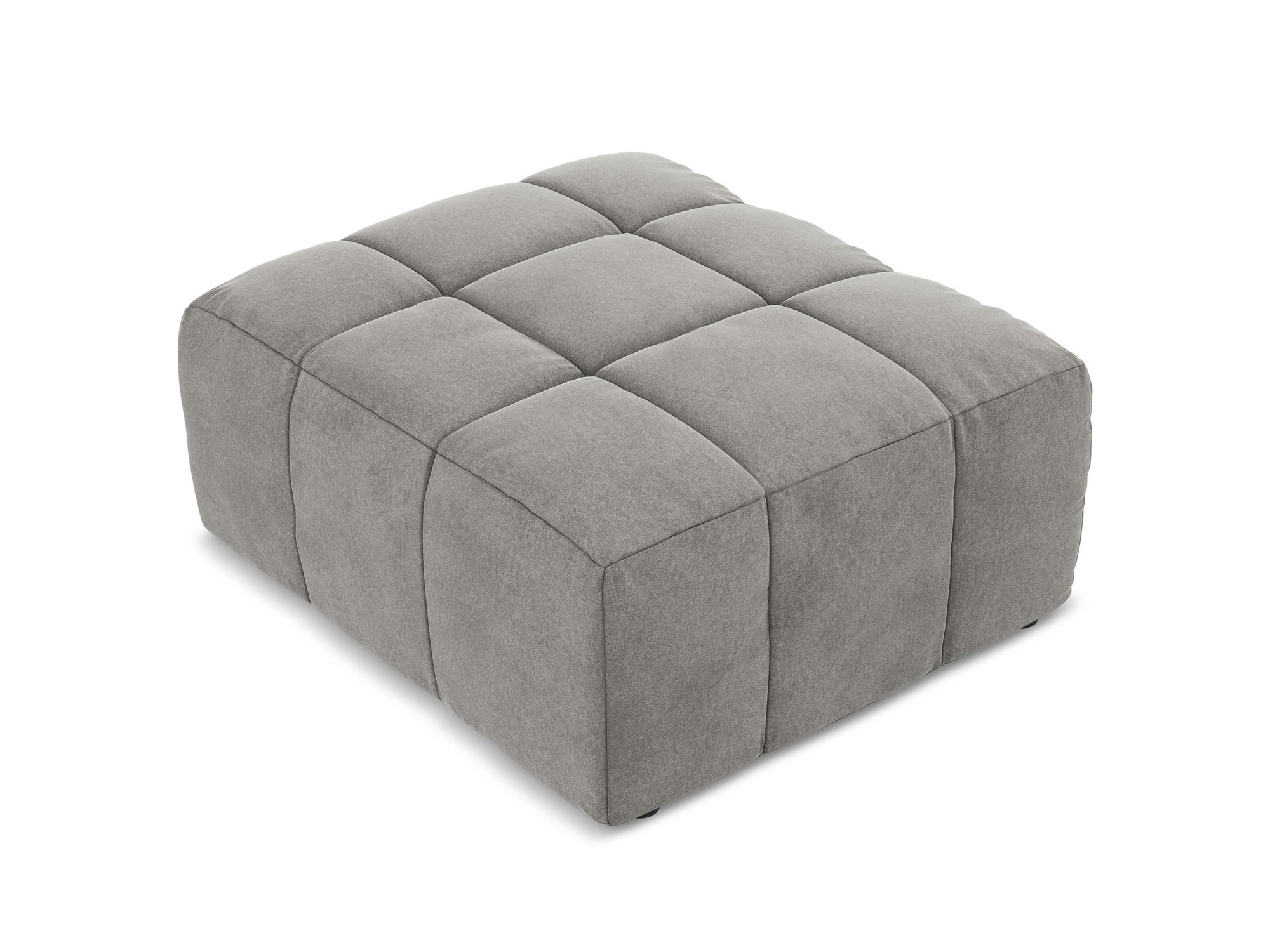 POUF Samt Stoff Grau - Schwarz/Grau, Holzwerkstoff/Kunststoff (75/41/90cm) - Makamii