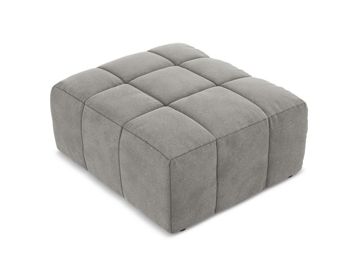 POUF Bouclé Stoff Blau - Blaugrau/Schwarz, Holzwerkstoff/Kunststoff (75/41/90cm) - Makamii