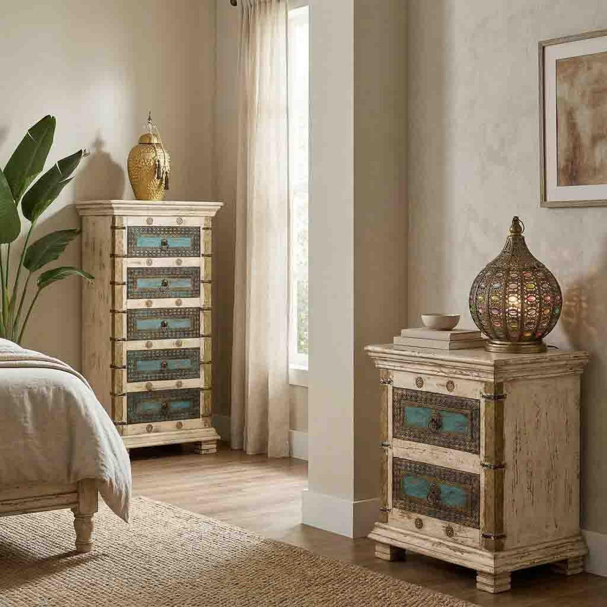 LAMPE aus Metall und Glas, 27x33cm - Multicolor, Metall (27/27/33cm) - Wanderlust