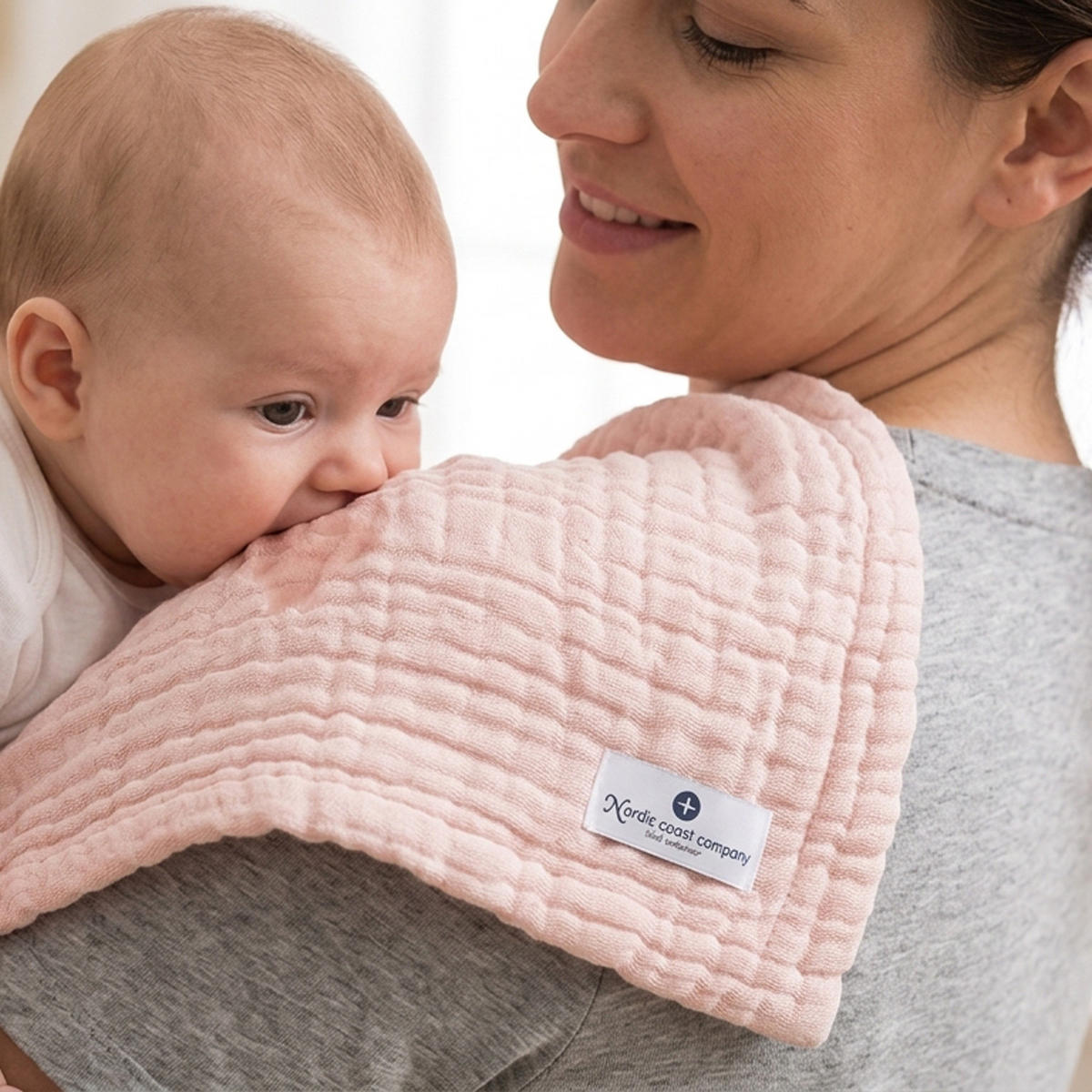 MUSSELINDECKE Babydecke Musselin Einschlagdecke Puckdecke Atmungsaktiv - Rosa, Textil (80/80cm) - nordic coast company