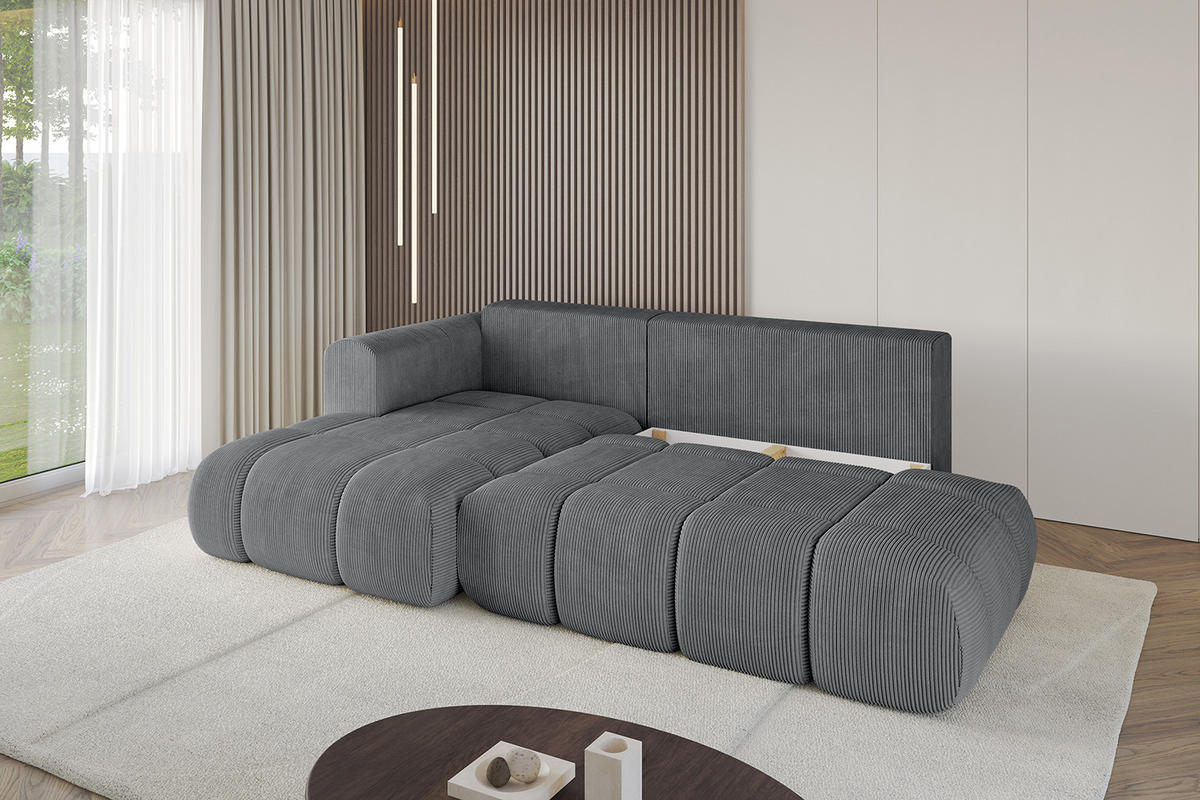 ECKSOFA Ottomane Links CLOUD-L 289x180x40 Dunkelgrau Cord - Dunkelgrau, Holzwerkstoff/Kunststoff (180/289cm) - ALTDECOR