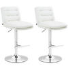 BARHOCKER 2er Set Lederlook weiß - Chromfarben/Weiß, Textil/Metall (42/94/56cm) - CLP