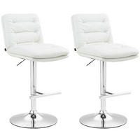 BARHOCKER 2er Set Lederlook weiß - Chromfarben/Weiß, Textil/Metall (42/94/56cm) - CLP