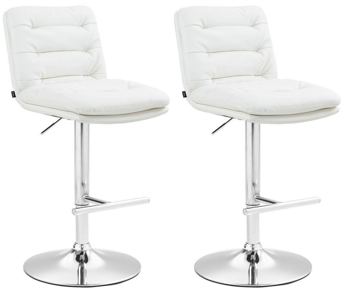 BARHOCKER 2er Set Lederlook weiß - Chromfarben/Weiß, Textil/Metall (42/94/56cm) - CLP
