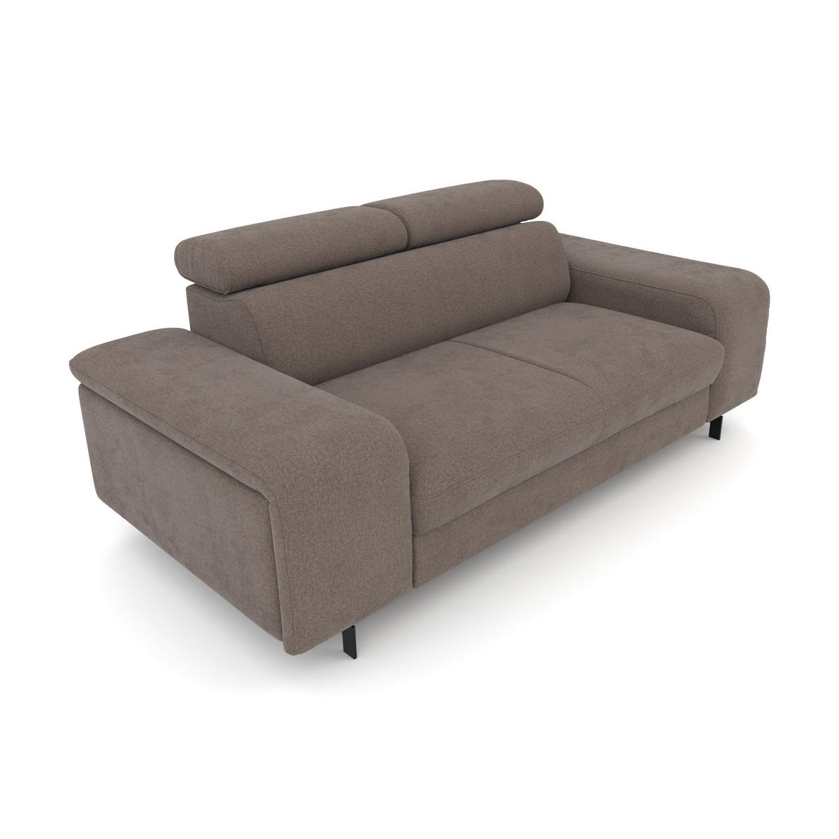 2,5-SITZER Vaasa Chenille Braun klappb. Kopfstützen 198/100/81 cm - Taupe, Kunststoff/Textil (198/81/70cm) - foamnova