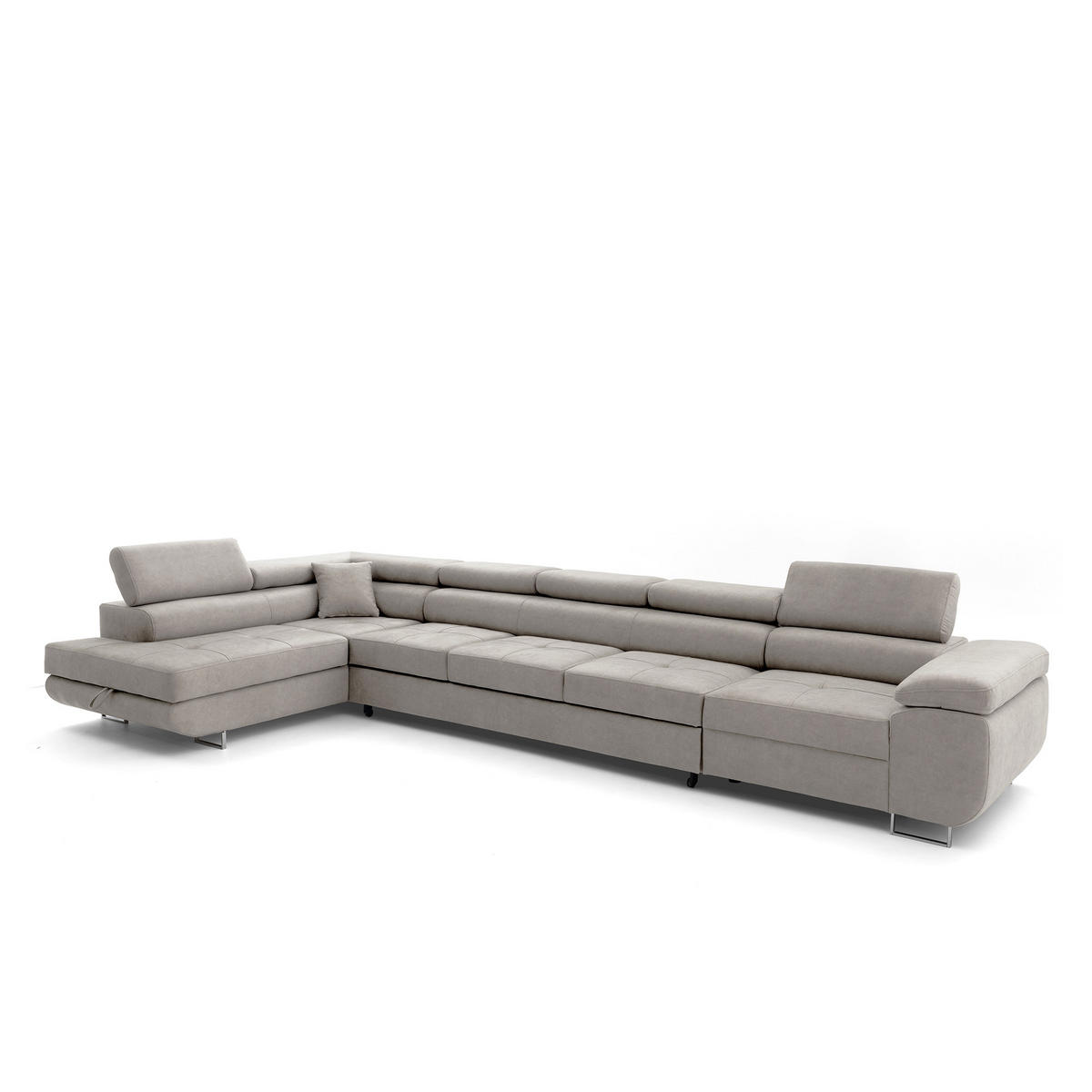 ECKSOFA WILD XXL Links mit Schlaffunktion 125x240 Velours Creme - Silberfarben/Creme, Holz/Textil (400/200cm) - Muffo