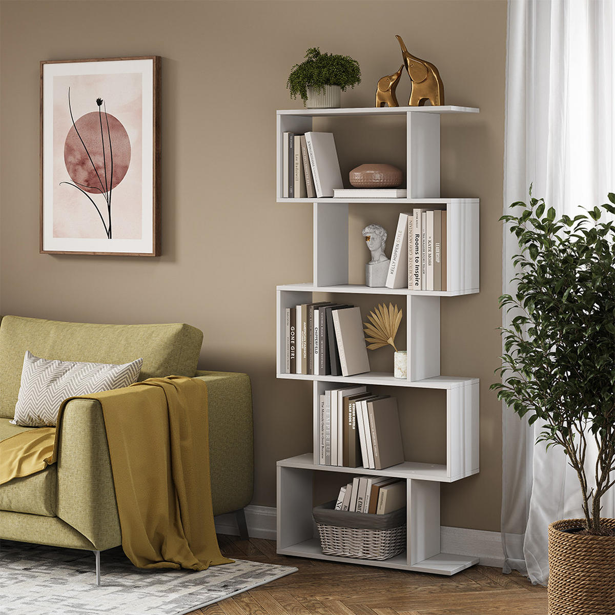 RAUMTEILER Levio Weiß 70 x 164.1 cm 5 Fächer - Weiß, Holzwerkstoff (70/164.1/23.8cm) - Vicco