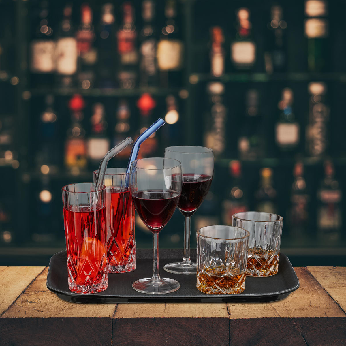 3xSERVIERTABLETT - Schwarz, Kunststoff (35/2/25cm) - Relaxdays