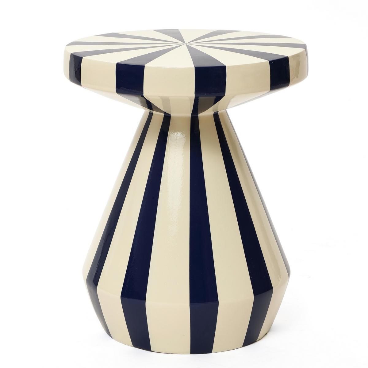 BEISTELLTISCH Rund Magnesiumoxid (MgO) mit Marineblau-Creme Gestreift - Blau, Naturmaterialien (34/34/40cm) - Hometopia