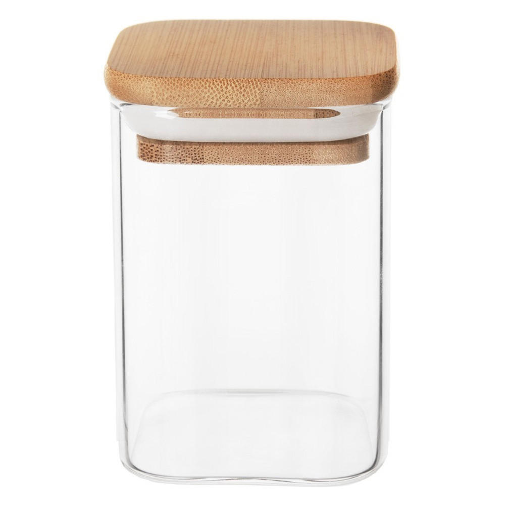 VORRATSGLAS quadratisch Bambus 200 ml Transparent - Transparent, Glas (6/8.5/6cm) - Orion 