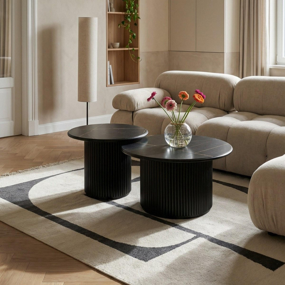 COUCHTISCHE 2er Set Schwarz - Schwarz, Holzwerkstoff (80/80/45cm) - Furnhouse