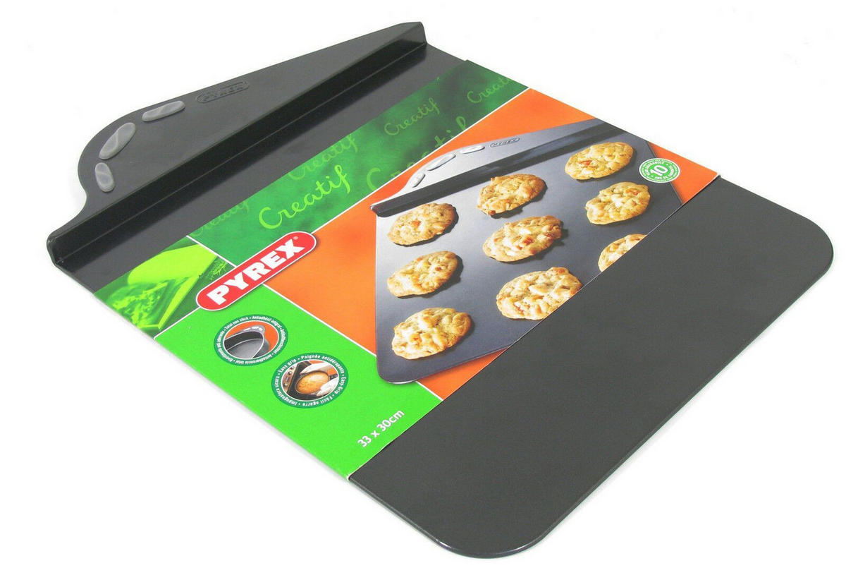 BACKBLECH 33×30 cm – Herdblech / Ofenblech für Pizza & Backen, Robustes Küchenblech Backofen - Schwarz, Metall (30/2/33cm) - Pyrex