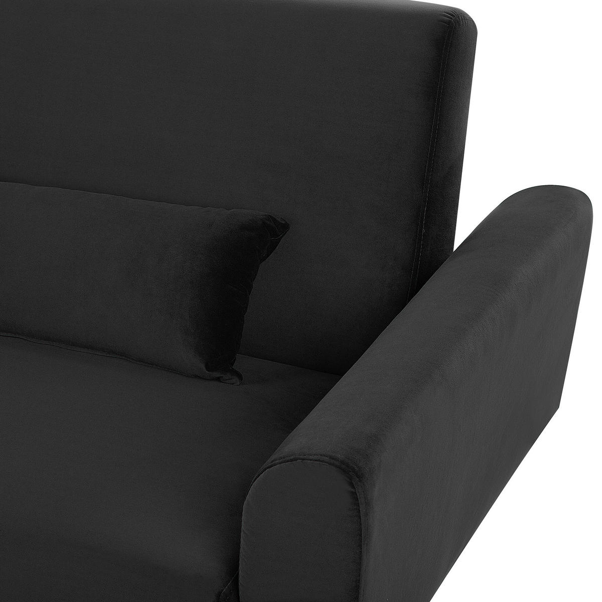 3-SITZER-SCHLAFSOFA Samtstoff Schwarz Eina - Schwarz, Textil (210/86/81cm) - Beliani
