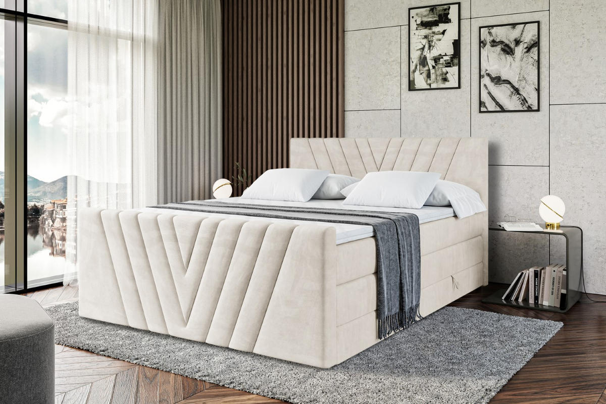 BOXSPRINGBETT ERNINA-Z KING - 120x200 - H3/H4 - Creme - Creme, Holzwerkstoff (120/200cm) - ALTDECOR