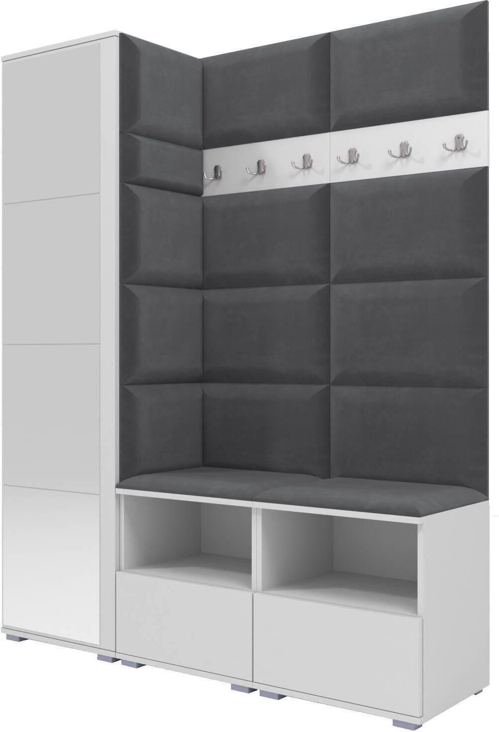 XXXLutz Garderoben-Set Weiß, Dunkelgrau 150x187x40 cm