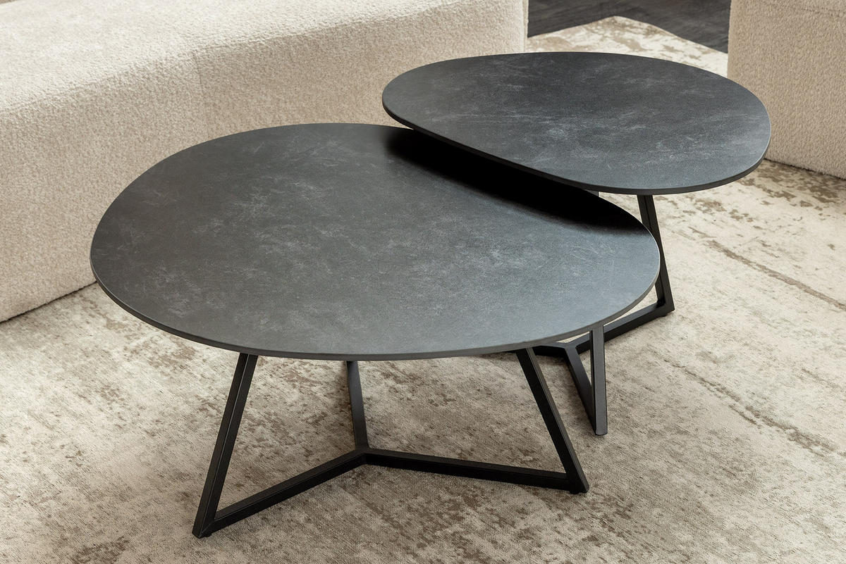 COUCHTISCH MARVELOUS Keramik Anthrazit 90 cm - Schwarz/Grau, Keramik/Metall (75/90/40cm) - riess-ambiente