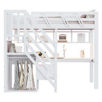 HOCHBETT 90x200 Weiß Massivholz Treppe LED - Weiß, Holz (90/200cm) - FLIEKS