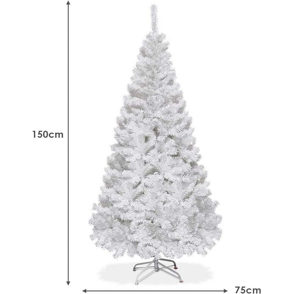 WEIHNACHTSBAUM mit Metallständer 150cm Weiß - Weiß, Metall (150cm) - COSTWAY