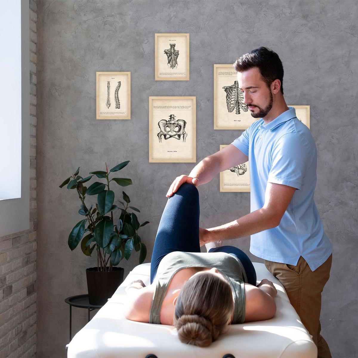 POSTER Set Mit 6 Körperanatomie Größe A3 & A4 Rahmen aus hellem Holz - Beige, Papier (29.7/1cm) - Nacnic