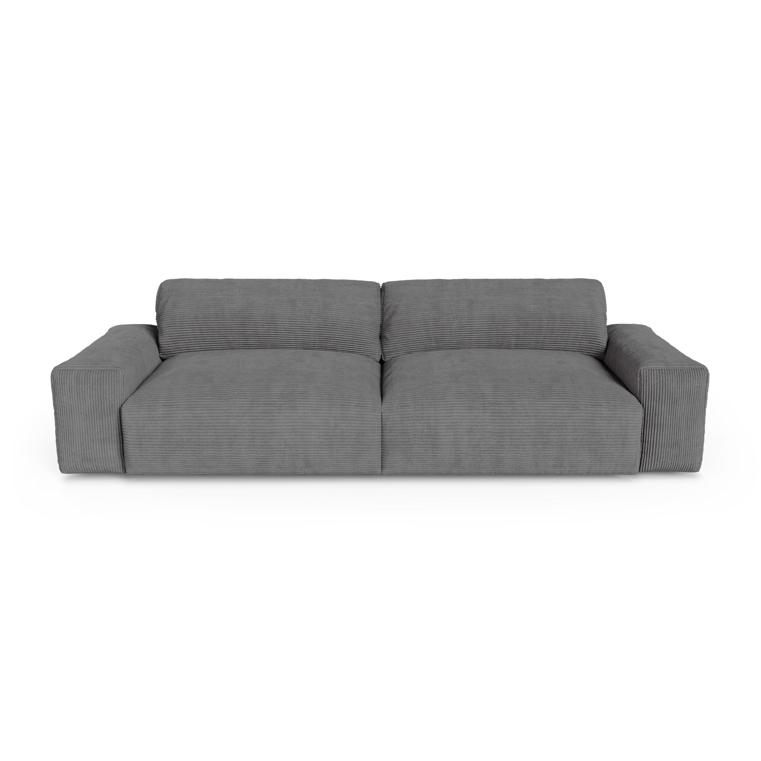 SOFA 3-SITZER Gerippter Samt Anthrazitgrau 220cm - Dunkelgrau/Anthrazit, Textil (220/47/120cm) - Sia Home
