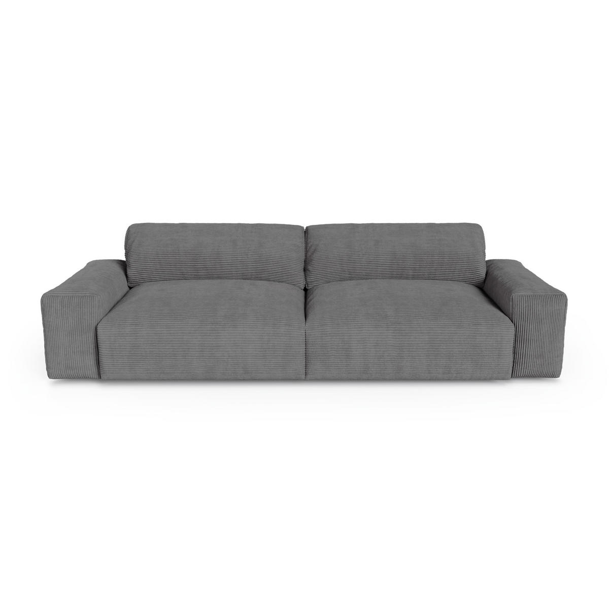 SOFA 3-SITZER Gerippter Samt Anthrazitgrau 220cm - Dunkelgrau/Anthrazit, Textil (220/47/120cm) - Sia Home