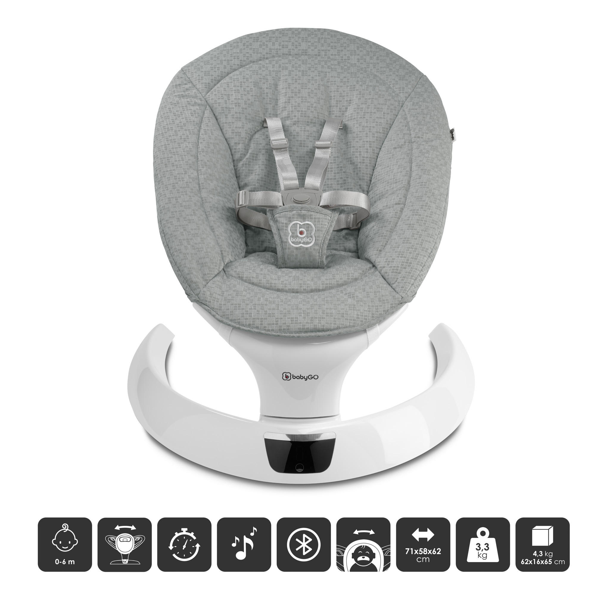 BABYWIEGE Swing grau - Grau, Kunststoff (58/62/71cm) - BabyGo