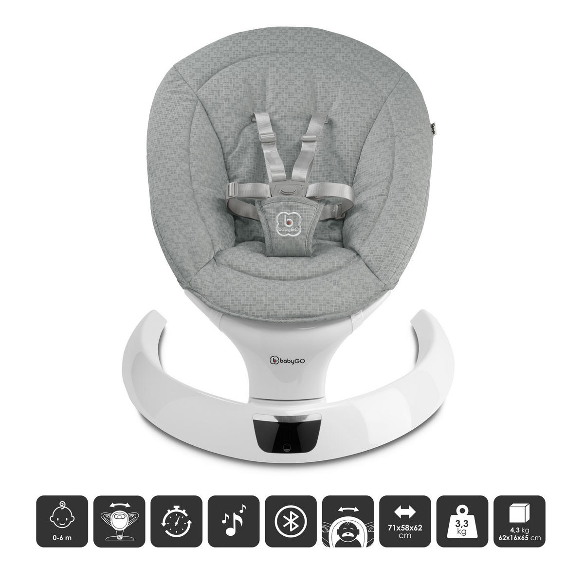BABYWIEGE Swing grau - Grau, Kunststoff (58/62/71cm) - BabyGo