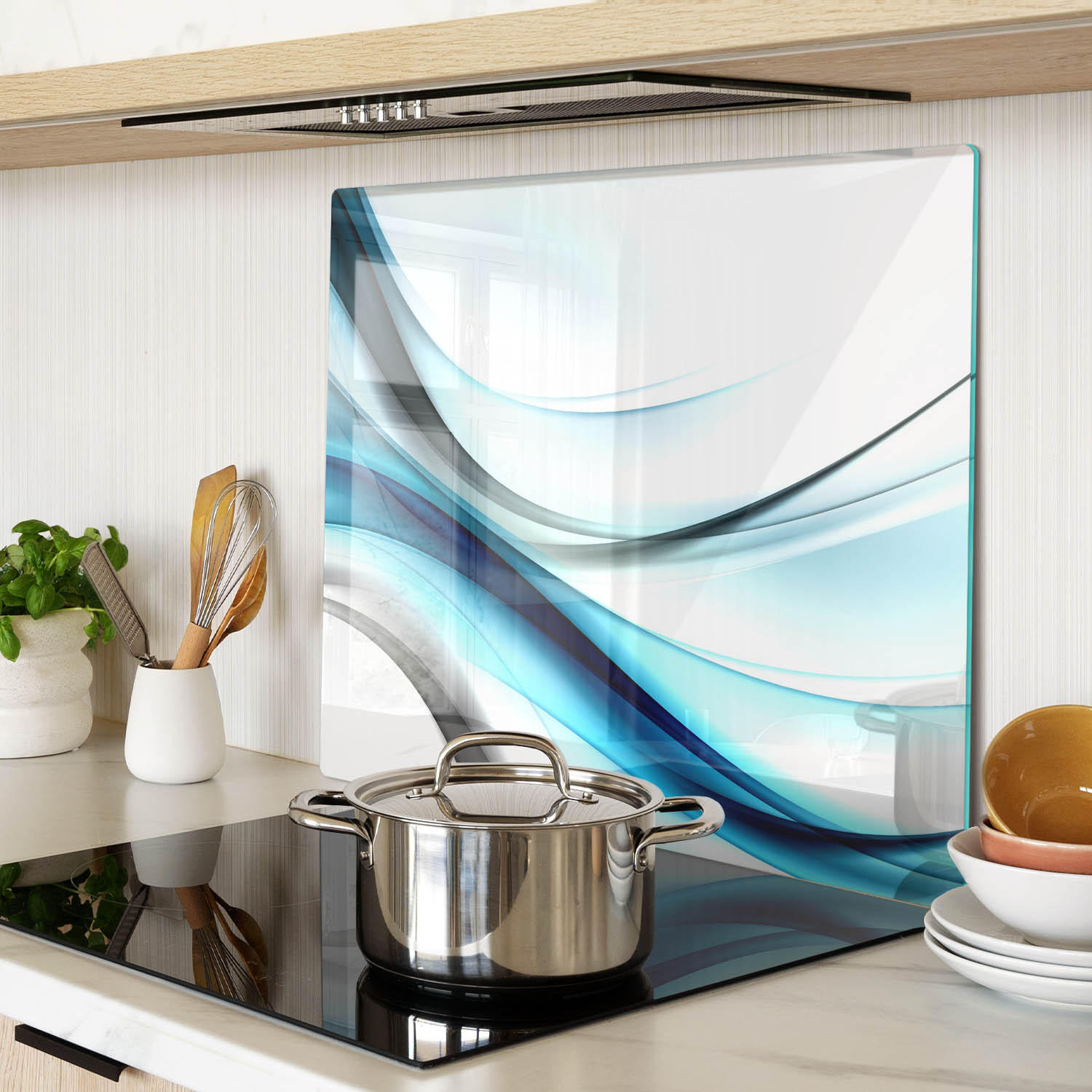 GLASPLATTE 60x52 cm Abstrakte Wellen - Braun, Glas (60/0.4/52cm) - TULUP