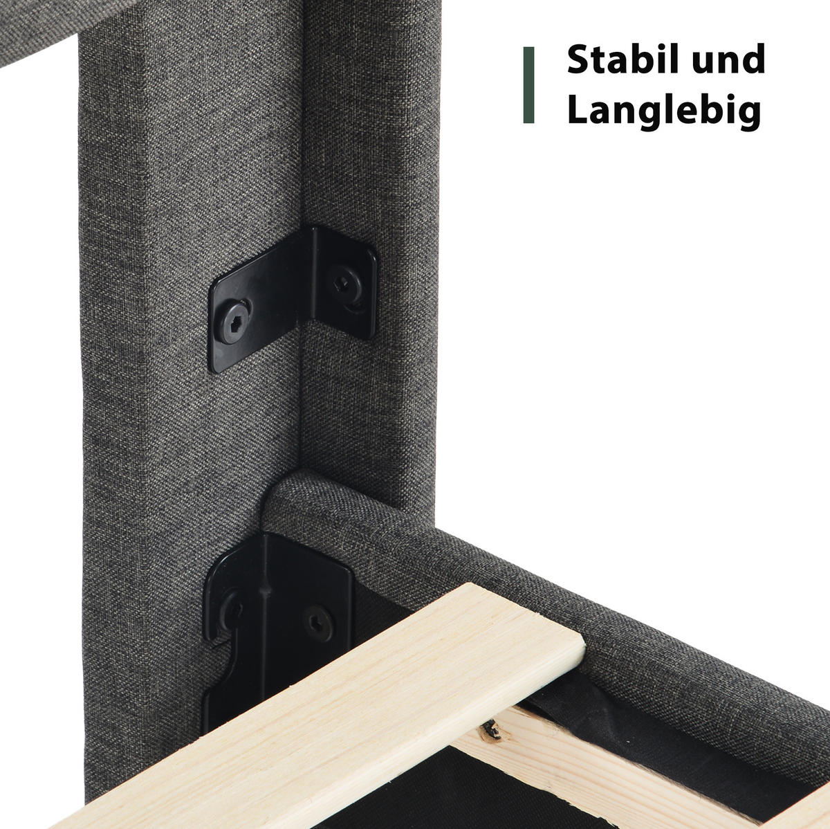 POLSTERBETT 90/200 cm Dunkelgrau aus Leinen mit Lattenrost - Dunkelgrau, Textil (90/200cm) - OKMYHOME