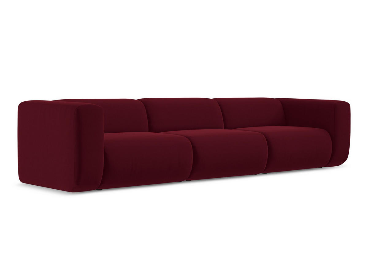 4-SITZER-SOFA Samt Stoff Rot - Bordeaux/Rot, Kunststoff/Textil (319/70/89cm) - Makamii