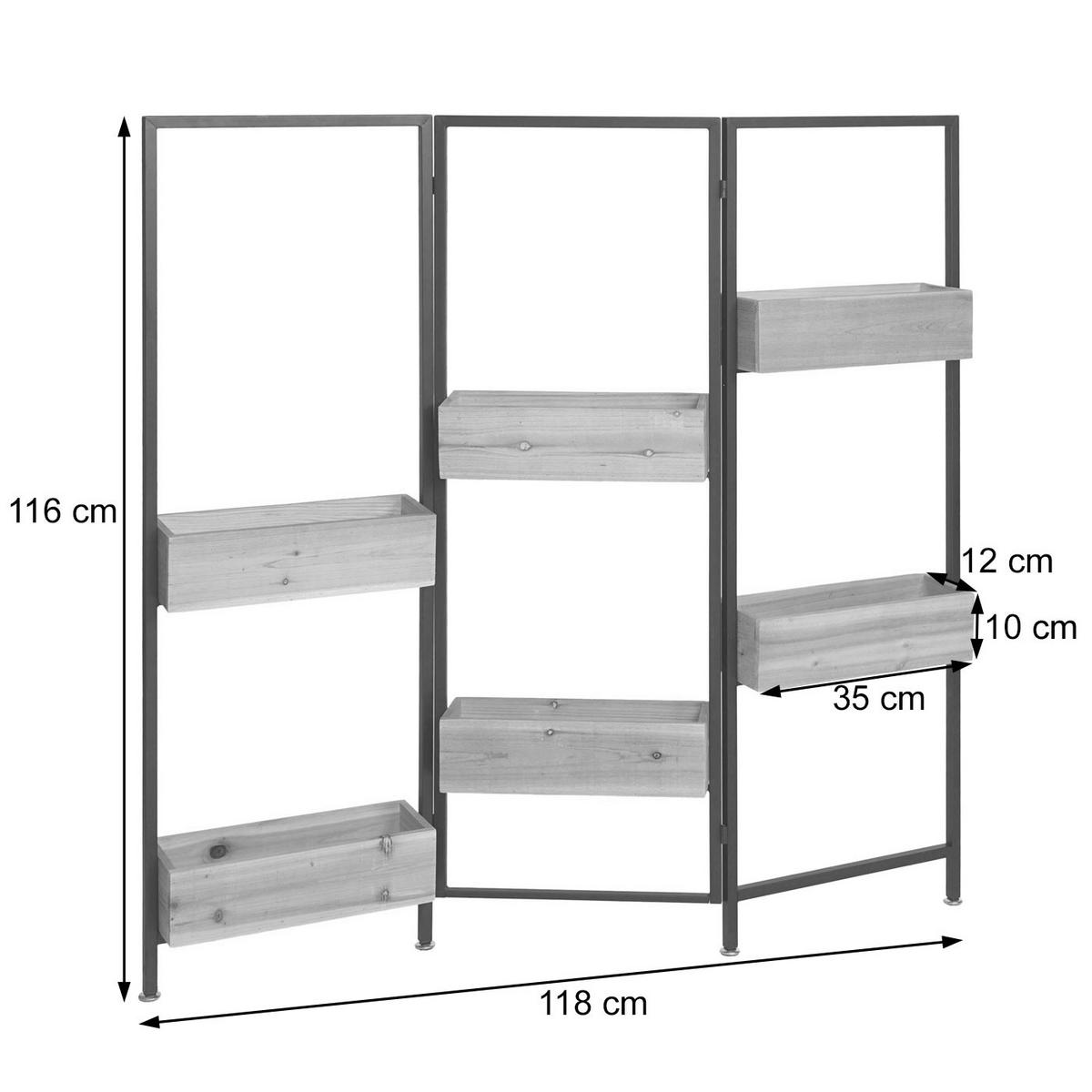 RAUMTEILER MIT PFLANZKASTEN Schwarz, Braun - Schwarz/Braun, Holz (118/116/13cm) - MCW