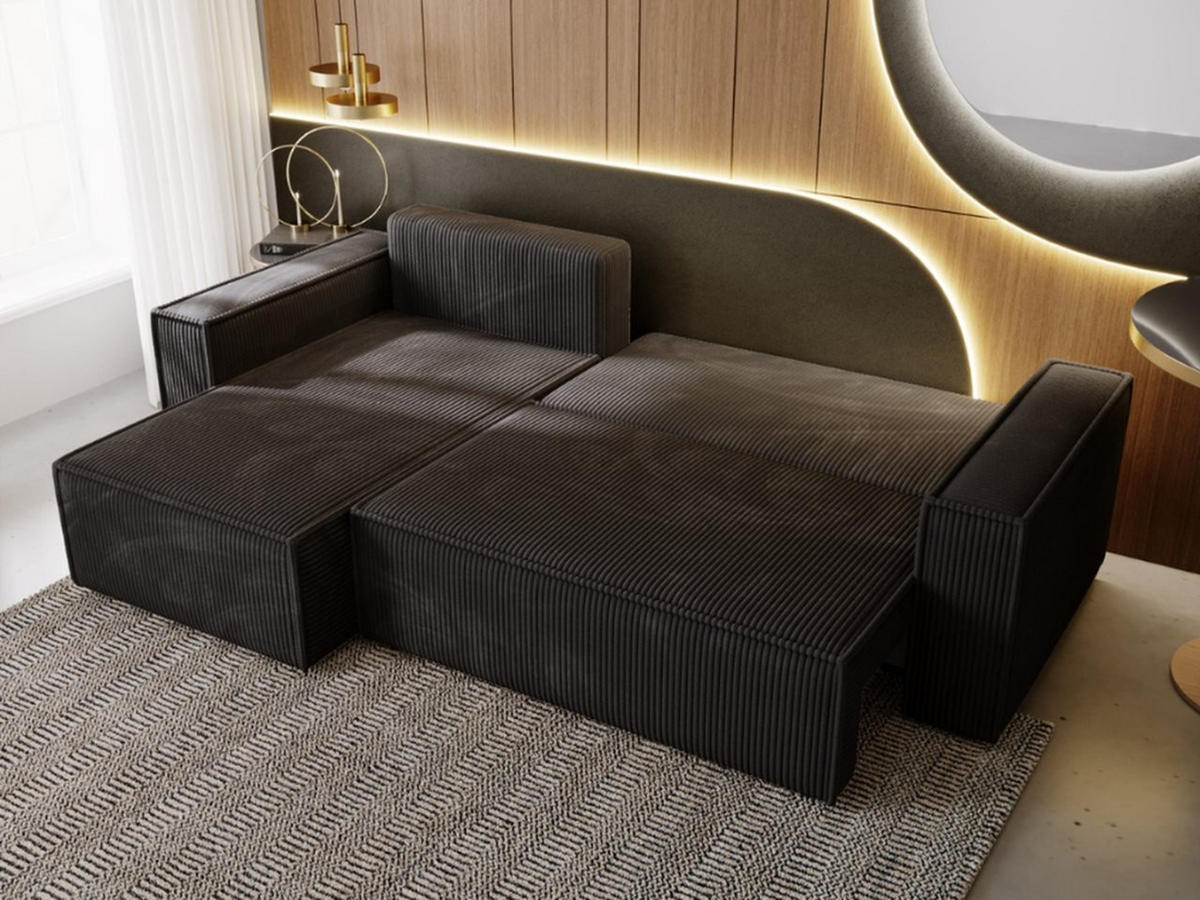 ECKSOFA Prato Schwarz Links - Schwarz, Holz/Kunststoff (170/280cm) - Graingold