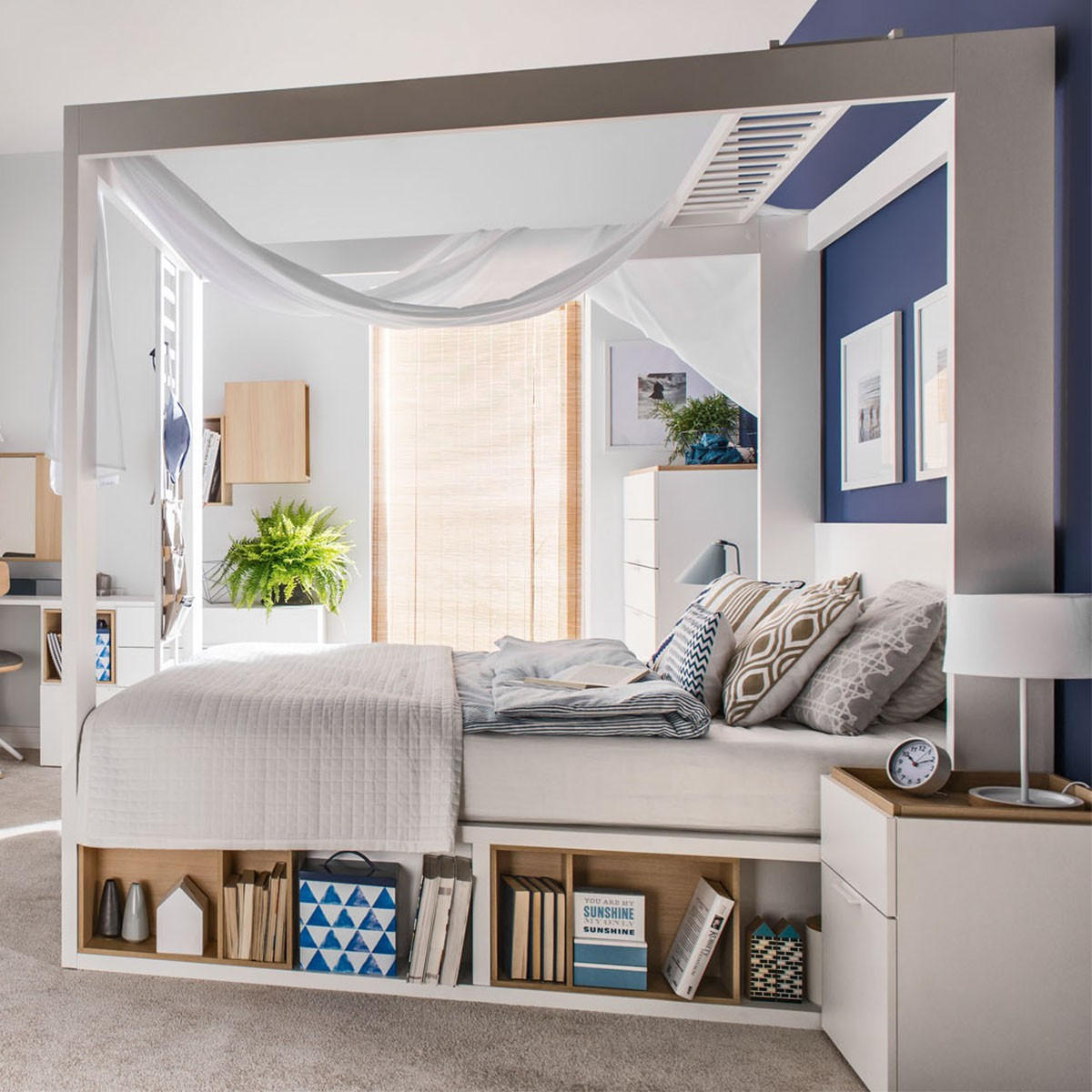 NACHTTISCH mit 2 weißen Schubladen und Holzplatte - 4you - Weiß, Holzwerkstoff (40.5/55.5/42cm) - Calicosy