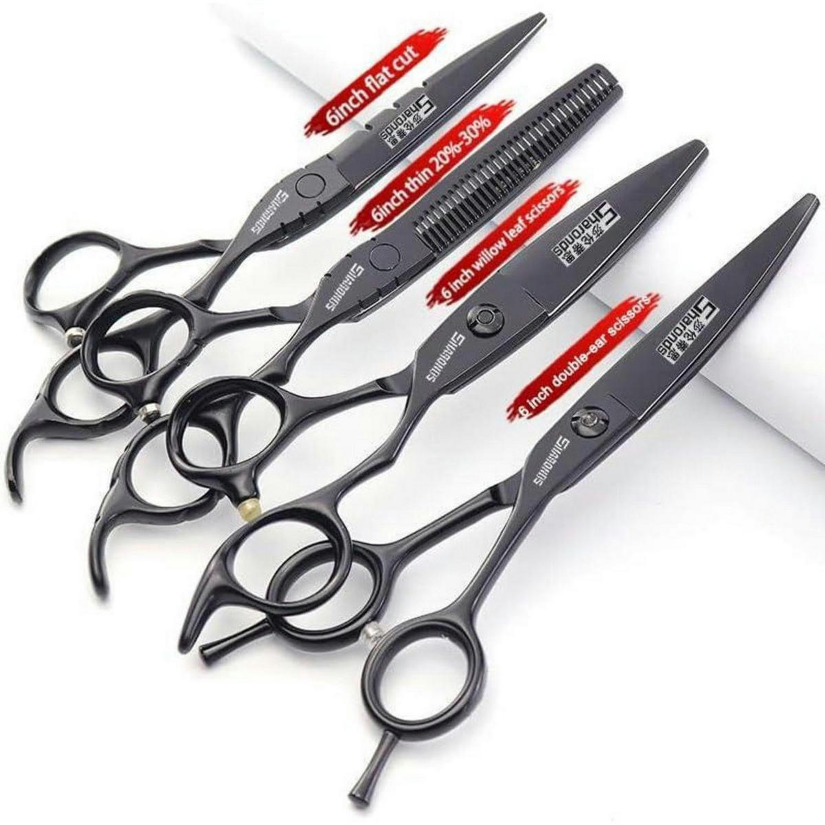 HAARSCHNEIDESCHERE Set 6 Zoll 4 Stück-A Schwarz - Schwarz, Metall (6/1/17.8cm)