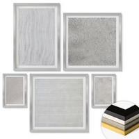 WANDBILDER 5er Set - 50x50 cm & 20x30 cm & 40x60 cm Silberner Rahmen - Sandmuster geometrische Strukturen - Silberfarben, Kunststoff (40/60cm) - ArtPrintCave