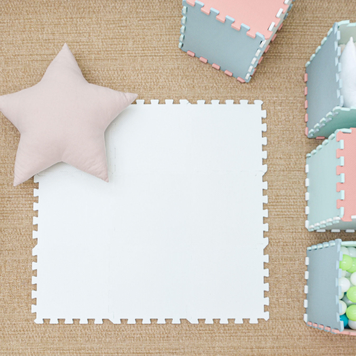 SPIELMATTE ab Null - 90 cm Baby Puzzlematte Weiß - Weiß, Kunststoff (30/30cm) - Littletom