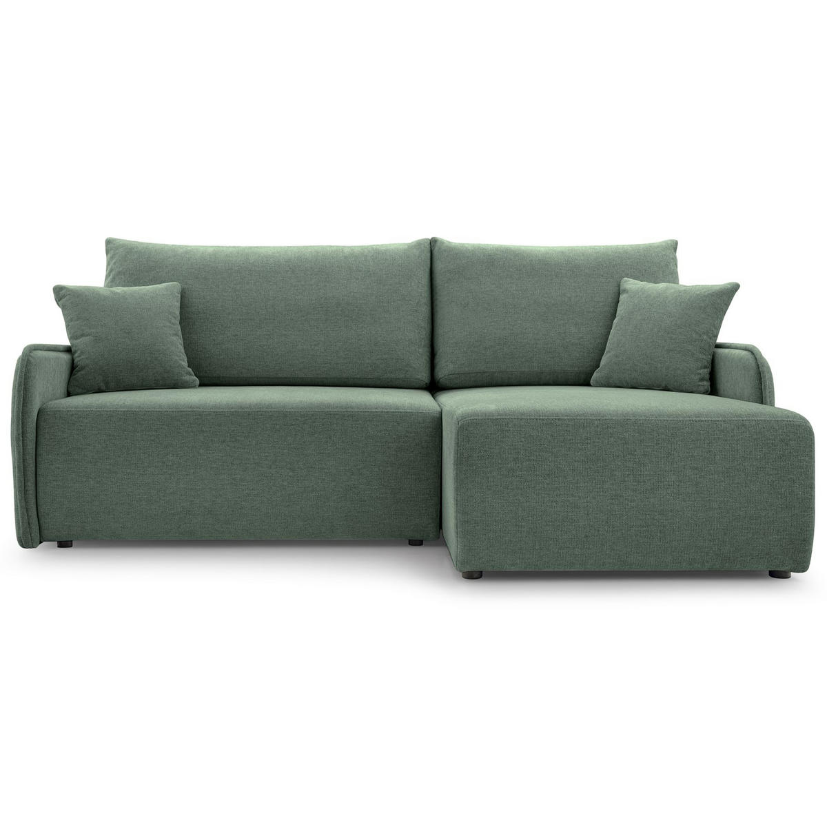 ECKSOFA Netarro, Salbeigrün Chenille, rechtsseitig - Schwarz/Hellgrün, Kunststoff/Textil (198/147cm) - Selsey