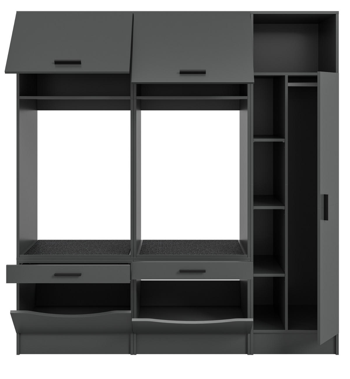 WASCHMASCHINENSCHRANK grau Set 3-teilig 182 x 195 cm, Waschmaschinenumbau mit viel Stauraum - Schwarz/Grau, Holzwerkstoff/Kunststoff (182/195/68cm) - Inn.Furn