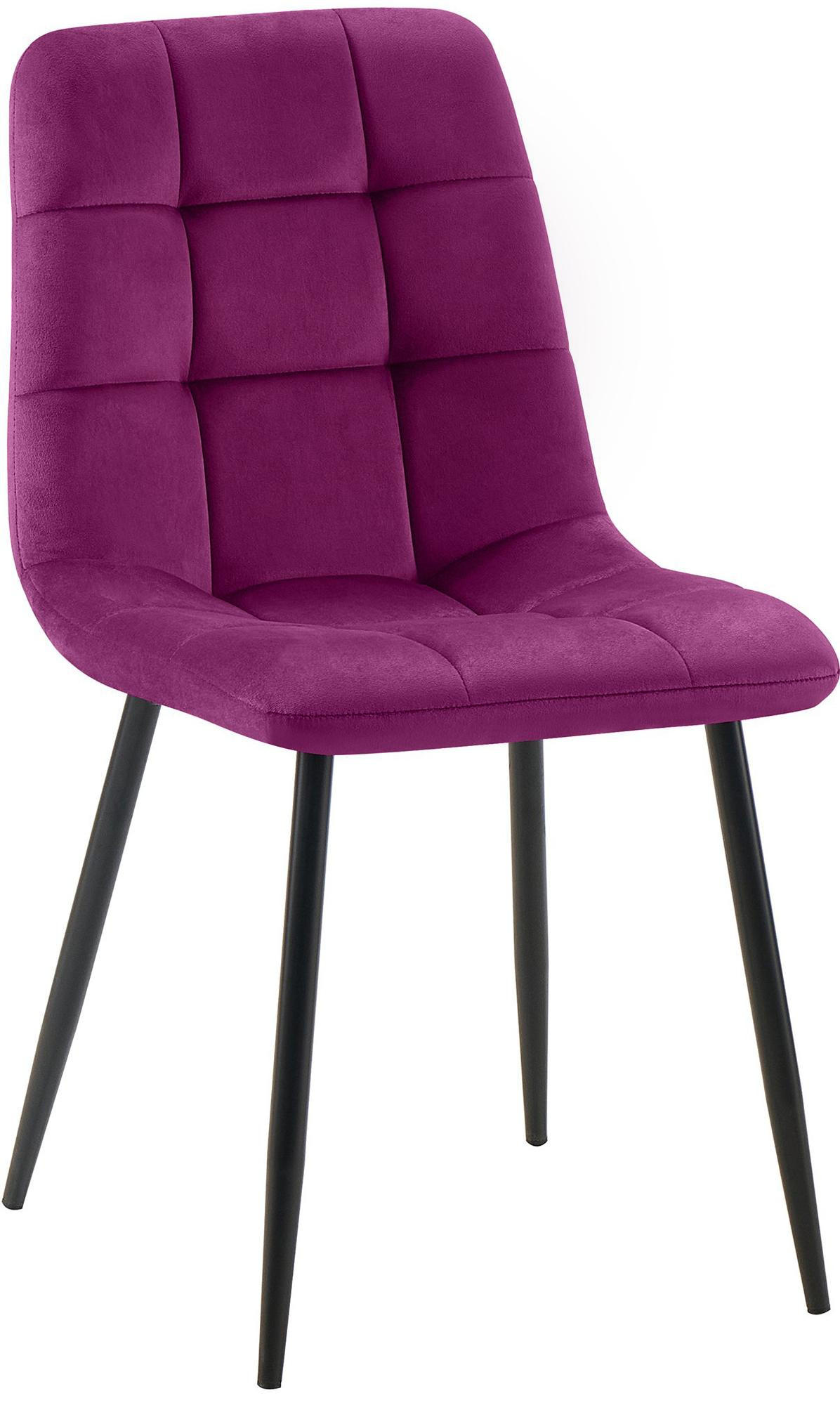 STUHL Samt Lila - Lila/Schwarz, Textil/Metall (45/84/55cm) - CLP