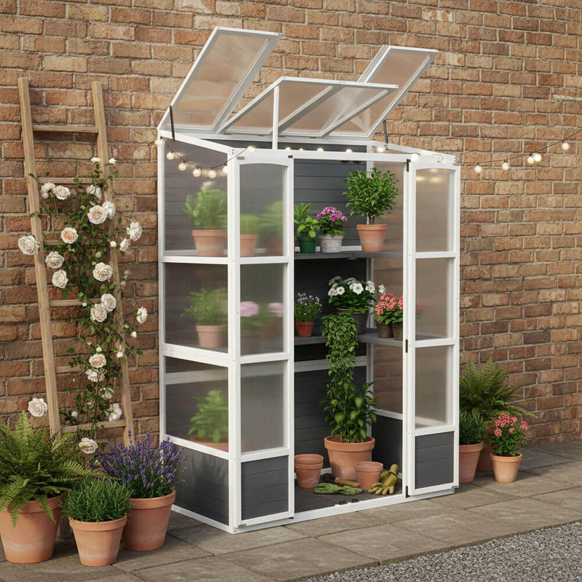 GEWÄCHSHAUS YANA GREEN - Grau - Grau, Holz (74/198/135cm)