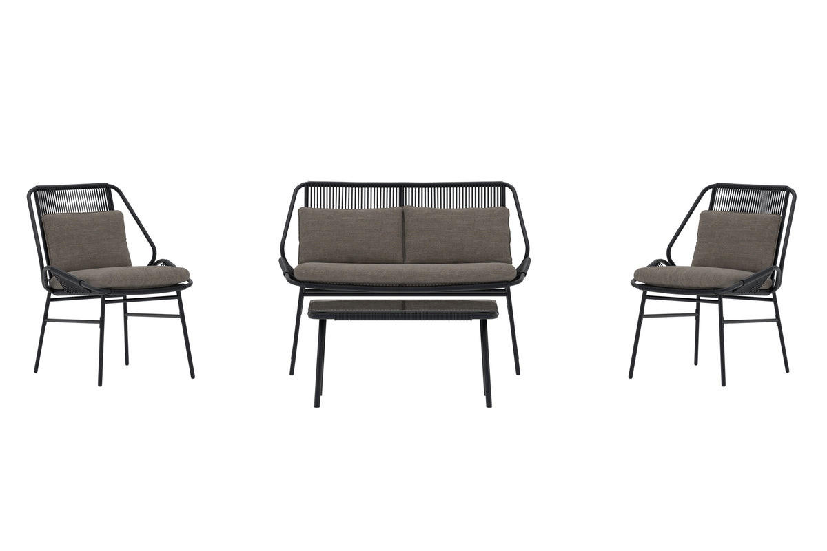 LOUNGE-SET, Zakynthos, Braun, Stahl, 45 x 45 x 45 cm, 5-teilig - Braun, Metall - ebuy24