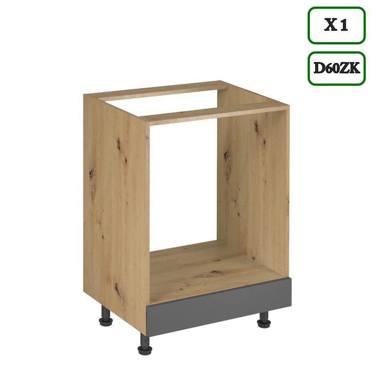 KÜCHENZEILE 260 cm – LangenK97-M260 - in Artisan Eiche/Grau - Schwarz/Eiche Artisan, Holzwerkstoff/Metall (260/212/52cm)