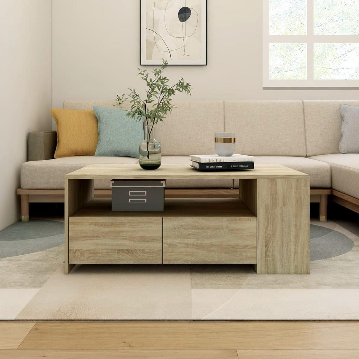 COUCHTISCH Sonoma-Eiche 102x55x42 cm Holzwerkstoff - Braun, Holzwerkstoff (102/55/42cm) - furnicato