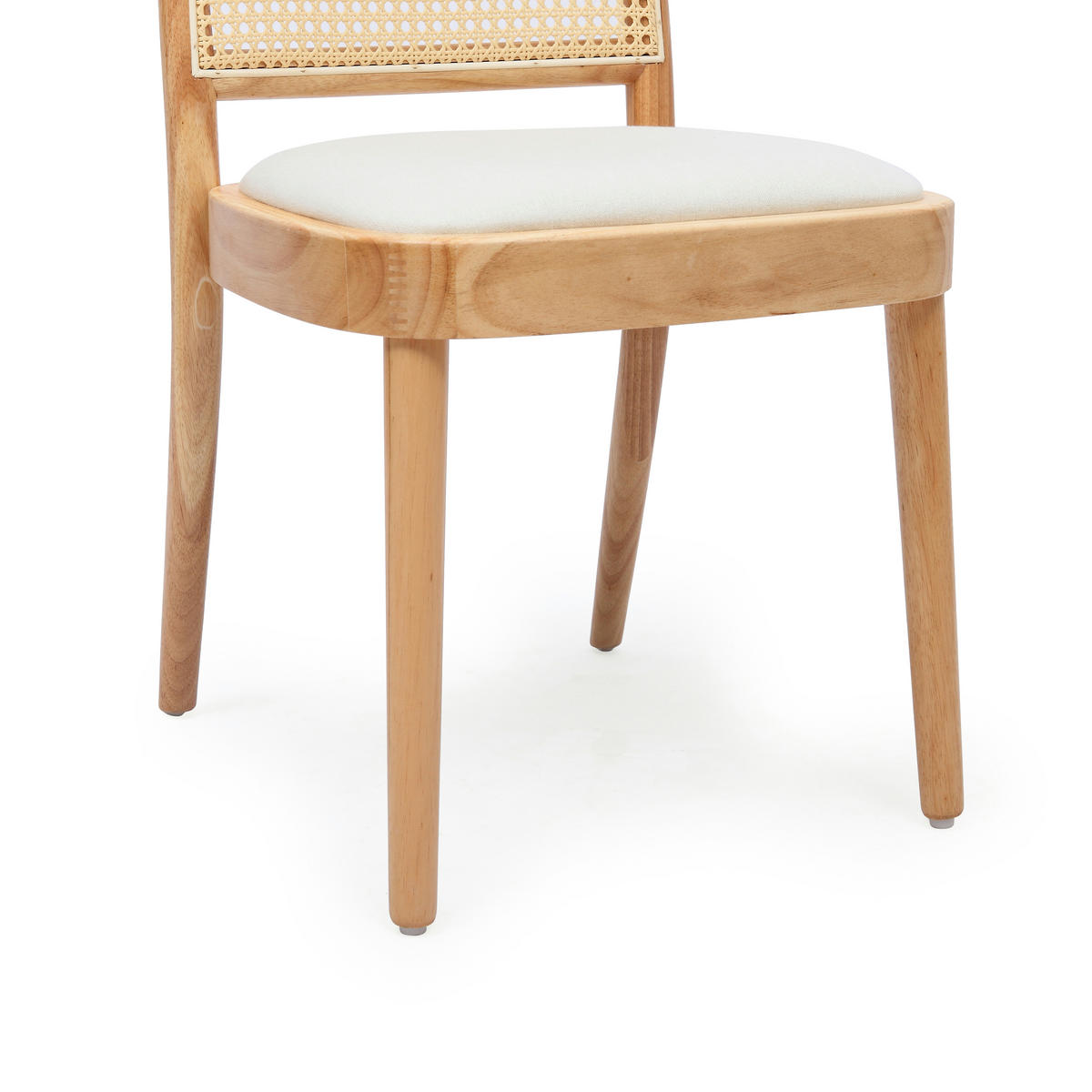 ESSZIMMERSTÜHLE 6er-Set Massivholz Rattan Leinen Holz - Naturfarben, Holz (52/84/45cm) - FLIEKS