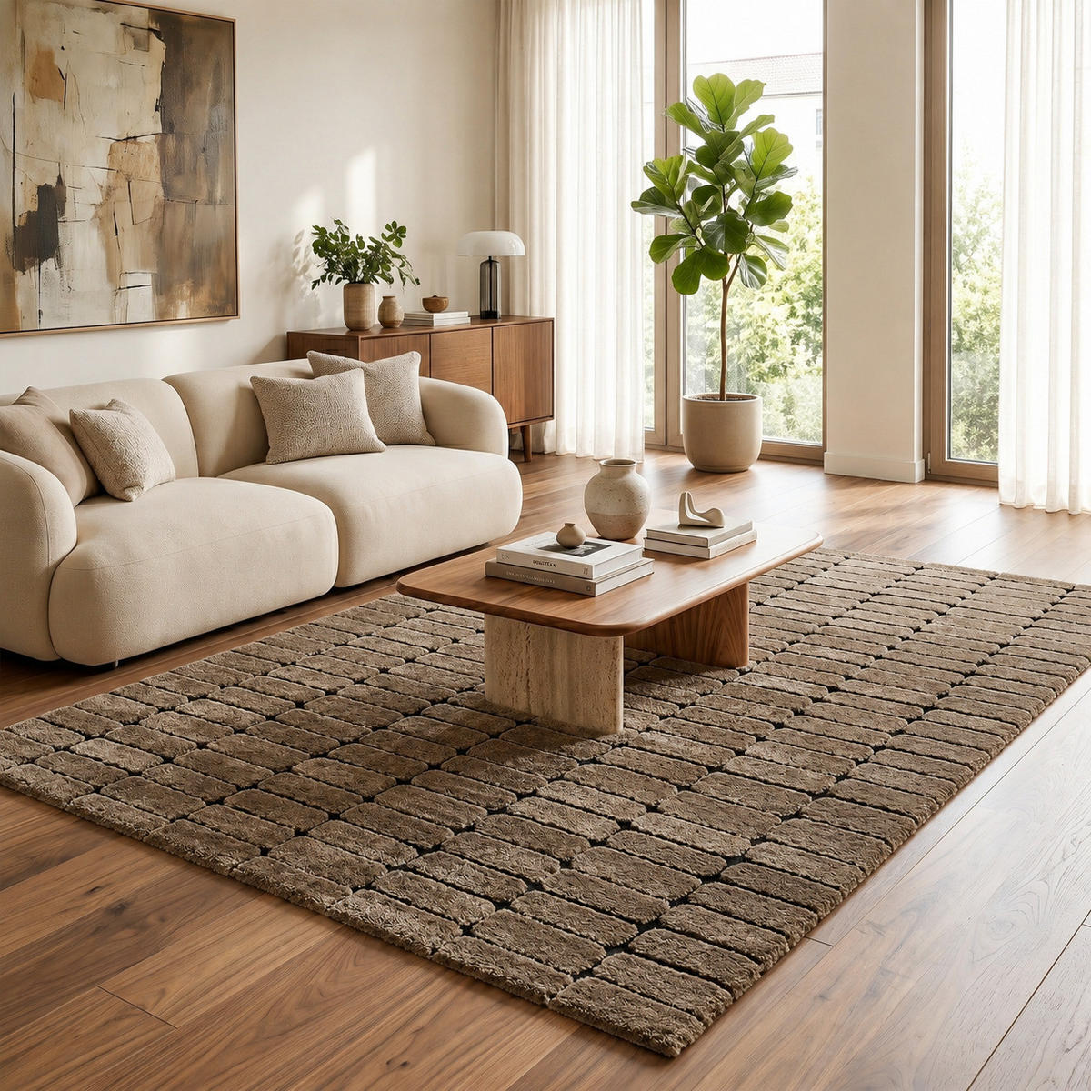 DESIGNER TEPPICH NOSY MODERN - Braun, Textil (120/170cm) - Pergamon