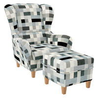 OHRENSESSEL Sofia, Relaxsessel mit Hocker | Design Patchwork grau - Multicolor, Textil (920/680/950cm) - Supellex