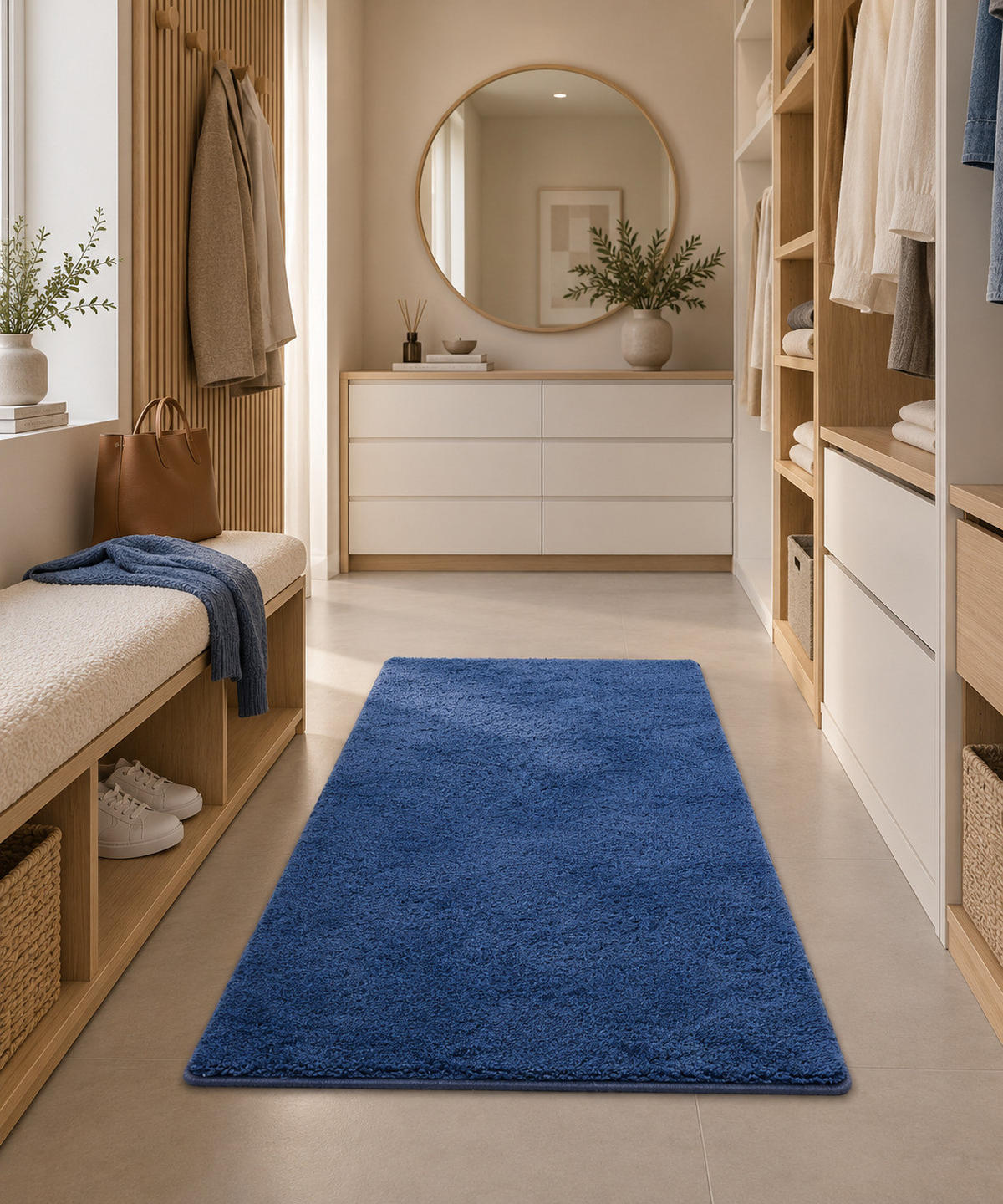 HOCHFLOR SHAGGY LÄUFER TEPPICH PALACE - Dunkelblau, Textil (100/400cm) - Snapstyle